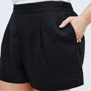 Madewell Clean Pull-On Shorts 100% Linen Black Plus Size 3X Lagenlook Beachy